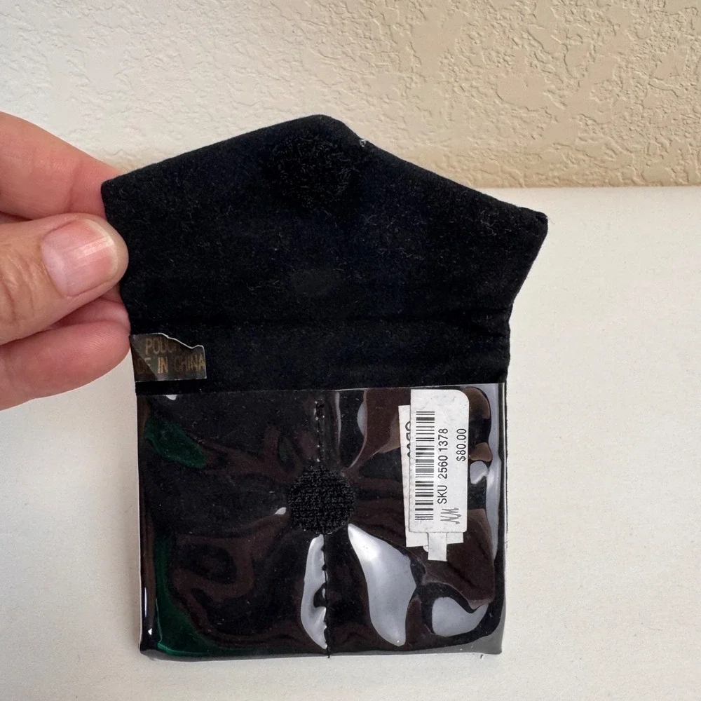 St John Empty Jewelry Pouch Black Velvet Dual Sided Vintage Designer Storage